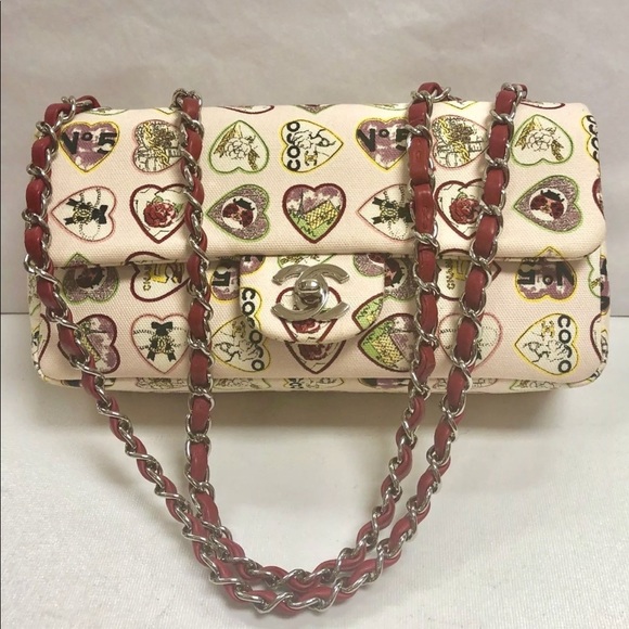 CHANEL Canvas Coco Hearts Small Flap Bag - Picture 8 of 8